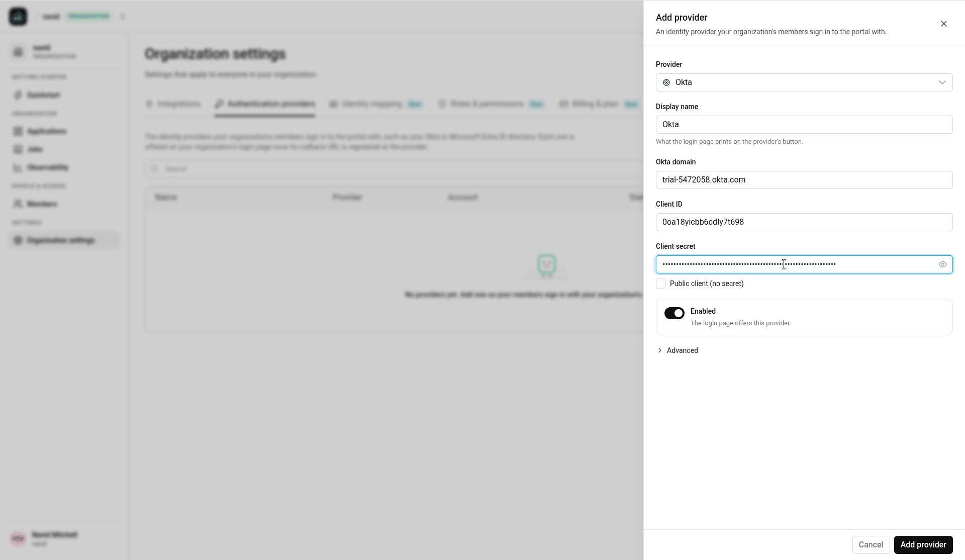 Add provider form
